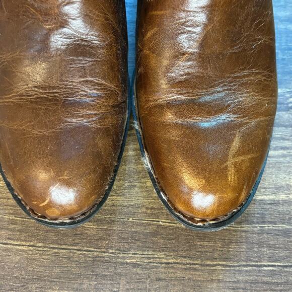 Born Brown Leather Shearling Lined Western Style Slip On Boots - size 8.5 - Picture 3 of 8